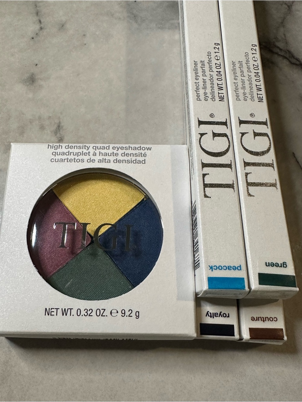 TIGI Quad Eyeshadow Palette, 3 eyeliners, 1 lip liner
